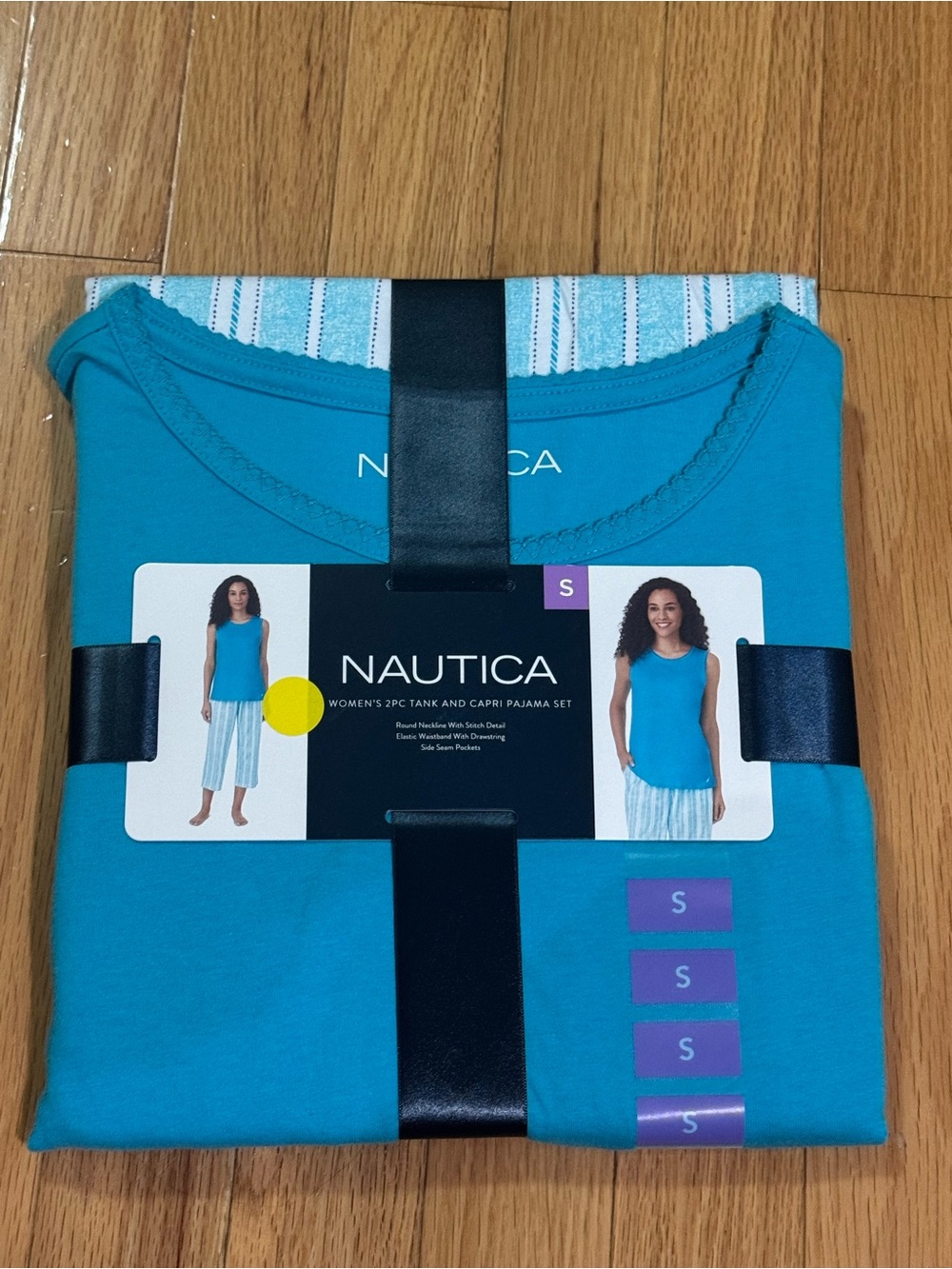 Nautica Women's Teal Tank & Striped Capri Pajama Set